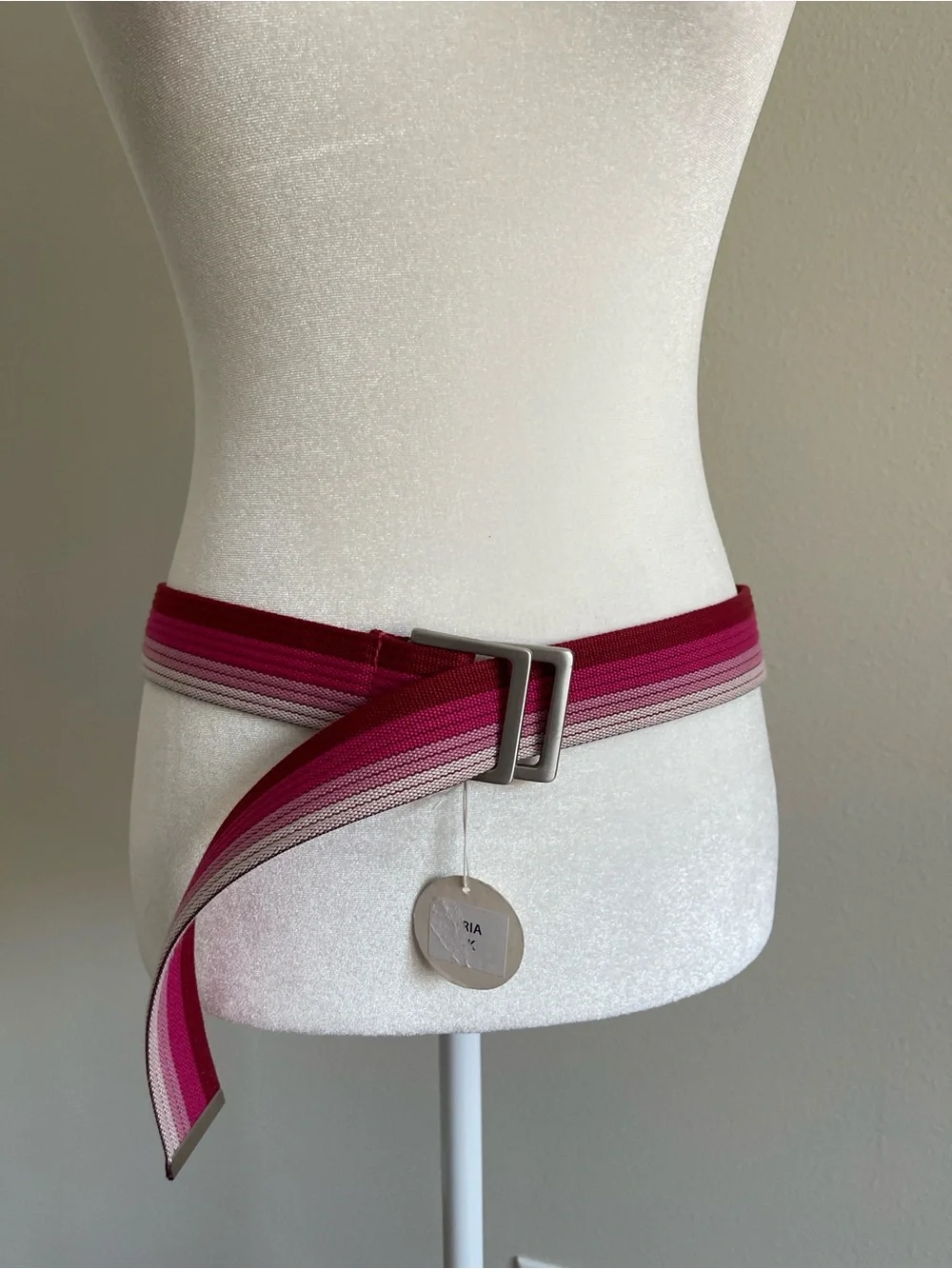 Truth Striped Pink & Fuchsia Webbing Belt with Metal Buckle